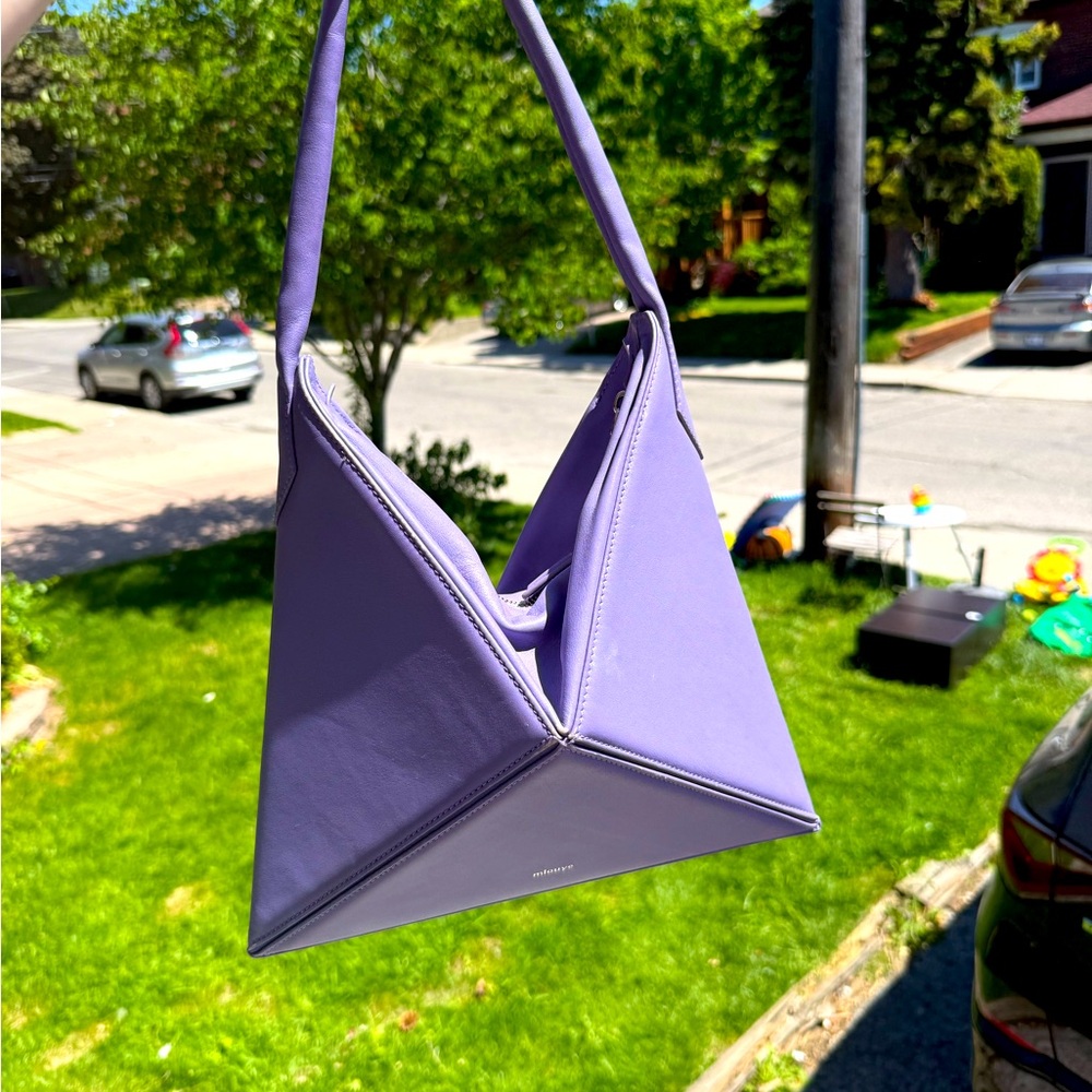 Mlouye Lavender Triangle Pouch - Architectural Geometric Bag